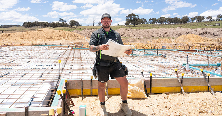 CIT Construction student Ben on job site