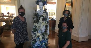 Floral gowns by CIT Floristry students at the Hyatt Hotel Canberra