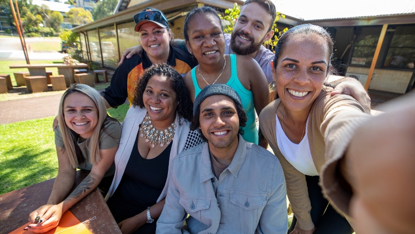 stock image of students on campus