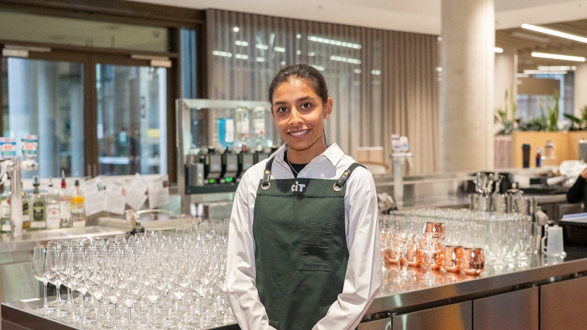 Student at the CIT Restaurant bar