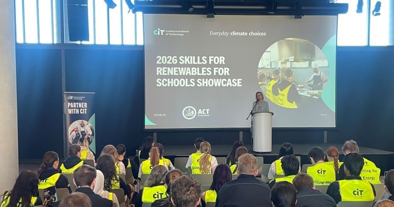The CIT CEO, Dr Margot McNeill welcomes students to the Skills for Renewables Schools Showcase.