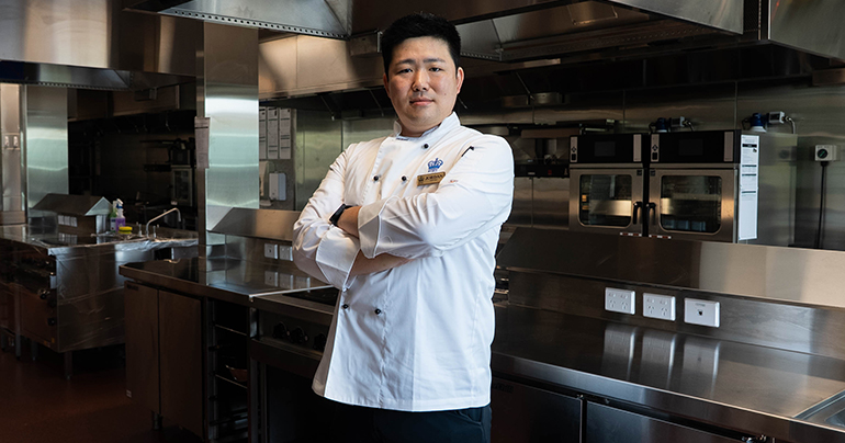 Chef Jordan in CIT kitchen